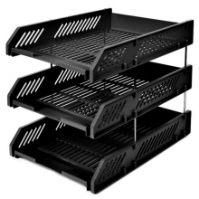 齐心（Comix）B2060 稳固型A4三层文件盘/文件筐/文件框 A4 黑色