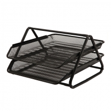 创奇艺（CQY）CQY-2002 金属网状A4二层文件盘/文件篮/文件栏 黑色