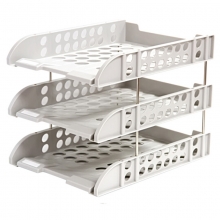 得力（deli）9217 加厚PS A4三层文件盘/文件座 灰色