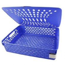 得力（deli）923 有盖 A4公文篮/发票票据篮/文件栏/文件筐 蓝色 360*260* 90mm