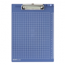 得力（deli）9240 塑料实色书写板夹/写字板夹 A4带笔夹带刻度 深蓝色