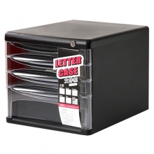 得力（deli）9794 四层无锁透明抽屉 桌面文件柜/资料柜/收纳柜 黑色