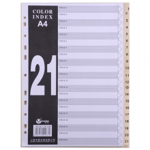 富得快（FUDEK）FD-2100 1-21数字(21页) PP分类卡/A4分页卡/塑料隔页纸/索引页