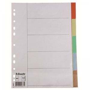易达（Esselte）44877 五色胶质分类索引/塑料分页纸/PP隔页纸/索引纸 五色(5页)