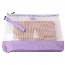 渡美（Dumei）NF-653-A4 透明纤维文件袋/网格拉链文件袋 33*24.5*5cm 浅紫色