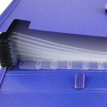 齐心（COMIX）KF412TJ 锁扣式手柄风琴包/手提式风琴事务包 A4 12层 蓝色