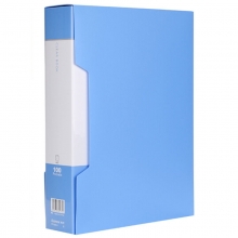 齐心（Comix）PF100AK 资料册/插页夹 配外壳 A4 100页 蓝色
