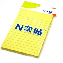 N次贴（STICTN）31077 带横线便利贴/线条便条贴 150*101mm 黄色 100张/本