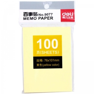 得力（deli）9077-12 百事贴/便利贴/N次贴/告示贴 76*101mm*100页 黄色 12本装