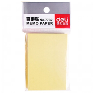 得力（deli）7732-12 百事贴/便条贴/报事贴 76*51mm*100页 黄色 12本装