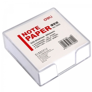 得力（deli）7600 便条纸带盒/便笺纸 91*87mm*300张 带透明便条盒