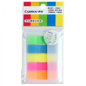 齐心（Comix）D6017 荧光膜指示标签/易事贴 44*20mm*20页*5色 十本装