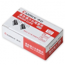 齐心（Comix）B3610 黑色长尾票夹/燕尾夹/长尾夹/铁夹子/凤尾夹 纸盒装6# 15mm 12只/盒 装订55页