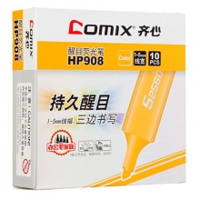 齐心（Comix）HP908 持久醒目荧光笔/颜色笔/标记笔 橙色 10支装