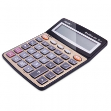 得力（deli）1559 大屏幕多功能语音计算器 12位 金属面板水晶按键