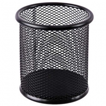 得力（deli）9172 圆形金属网状笔筒 黑色 H98*Φ91mm