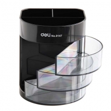 得力（deli）9147 三层多功能办公笔筒 颜色随机 H102*W83*L83mm