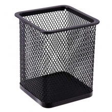 得力（deli）9174 方形金属网状笔筒 黑色 H99*W80*L80mm
