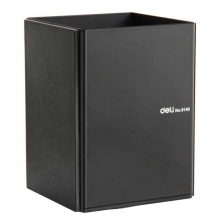 得力（deli）9146 金属钢制笔筒 黑色 H105*W81*L71mm