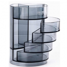 得力（deli）906 四层透明多功能办公笔筒 透明色 H135*Φ88mm