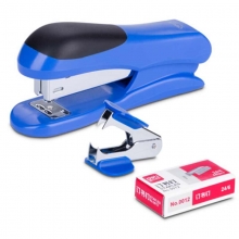 得力（deli）0355 卡式办公组合套装（订书机+起订器+订书针）20页 颜色随机