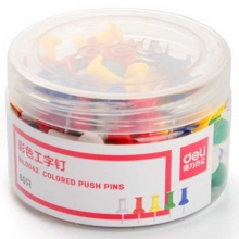 得力（deli）0042 彩色工字钉/软木板钉 80枚/筒