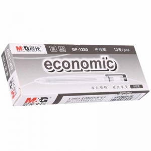 晨光（M&G）GP-1280 透明磨砂杆中性笔/半针管水笔（替芯MG-6139）0.5mm 黑色 12支装