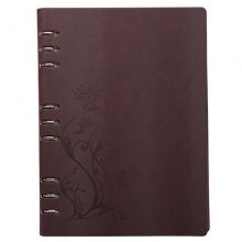 国俊众搏（GJZB）56166 毛皮纹缕空压花活页笔记本/皮面本 B5-90页/9孔 棕色