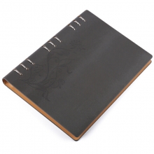 国俊众搏（GJZB）56166 毛皮纹缕空压花活页笔记本/皮面本 B5-90页/9孔 灰色