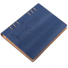 国俊众搏（GJZB）56256 毛皮纹缕空压花活页笔记本/皮面本 A5-90页/6孔 蓝色