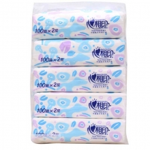 心相印 DT1100 双层压花加厚双层100抽软包装面巾纸/抽纸 5包/提 20提/箱