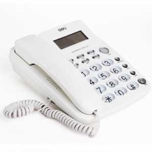 得力（deli）787 电话机/座机 透明按键/免电池/来电显示（素雅白）
