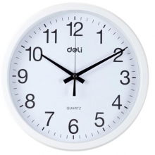 得力（deli）9005 挂钟/石英钟表/静音时钟/卧室圆形挂表 12寸 30cm 白色