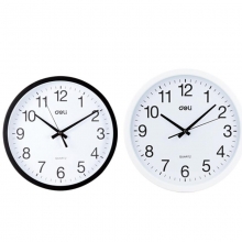 得力（deli）9006 挂钟圆形方形挂钟钟表客厅挂式静音钟表墙壁装饰品 37cm 白色 14.5寸