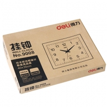 得力（deli） 9008简约现代方形时钟 电子时钟挂钟客厅钟表办公静音钟（土棕）40*35cm