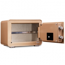 得力（deli）4082 全钢防盗电子密码保险箱 办公保管箱入墙床头款 高35CM 金色