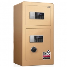 得力（deli）4081 全钢电子密码保险柜 智能防盗保管箱 高80cm 双门 金色