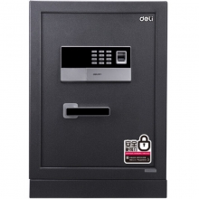 得力（deli）4074 生物指纹识别保管箱全钢指纹双保险保险柜 电子密码保管柜 高80cm 带底轮