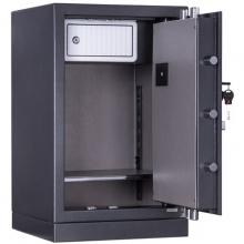 得力（deli）4074 生物指纹识别保管箱全钢指纹双保险保险柜 电子密码保管柜 高80cm 带底轮