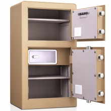 得力（deli）4081 全钢电子密码保险柜 智能防盗保管箱 高80cm 双门 金色