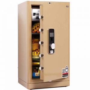 得力（deli）4069 电子防盗密码保管箱保险柜 指纹+密码双重防盗国标保险箱 高92cm 金色