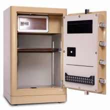 得力（deli）4068 电子防盗密码保管箱保险柜 指纹+密码双重防盗国标保险箱 高72cm 金色