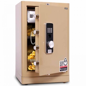 得力（deli）4068 电子防盗密码保管箱保险柜 指纹+密码双重防盗国标保险箱 高72cm 金色