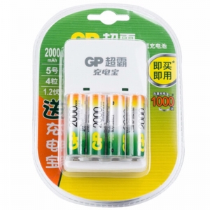 超霸（GP）2000毫安4粒+充电器 充电套装 可充5号7号