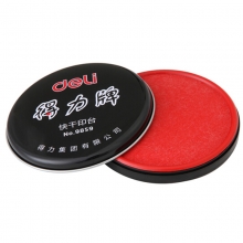 得力（deli）9859 小号铁盒圆形快干印台印泥 φ89mm 油性 红色