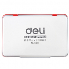 得力（deli）9893 大号长方形金属秒干印台印泥 143*87mm 水性 红色