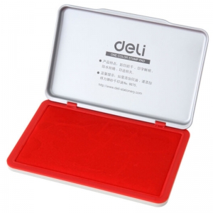 得力（deli）9893 大号长方形金属秒干印台印泥 143*87mm 水性 红色