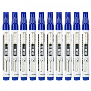 得力（deli）S507 可加墨易擦圆头白板笔 10支装 蓝色