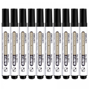 得力（deli）6811 会议白板笔 可擦易擦 10支/盒 黑色