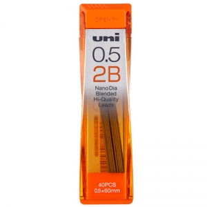 三菱（UNI）202ND 纳米自动铅芯不易断2B活动铅笔芯 0.5mm 2B 40支/片